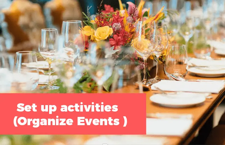 Set up activities (Organize Events