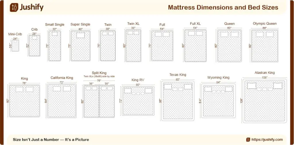 Mattress Size Chart and Comparison Tool